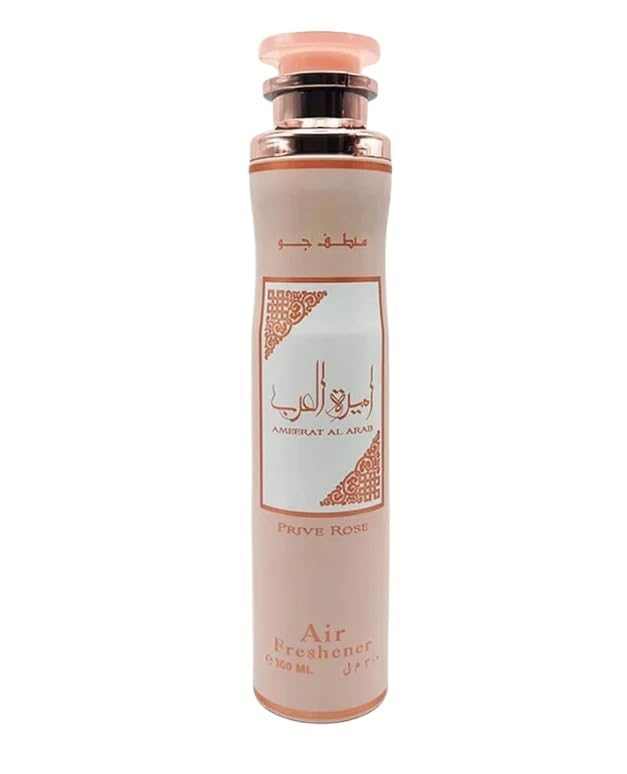 Ameenat Al Arab Prive Rose Air Freshener bottle with decorative label on a white background