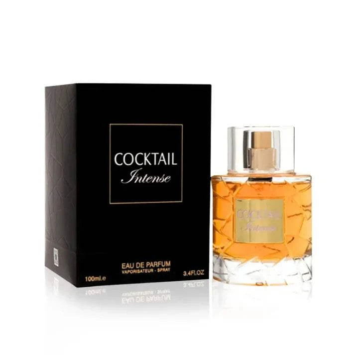 Cocktail Intense Eau de Parfume bottle labeled 'Cocktail Intense' next to its packaging on a white background