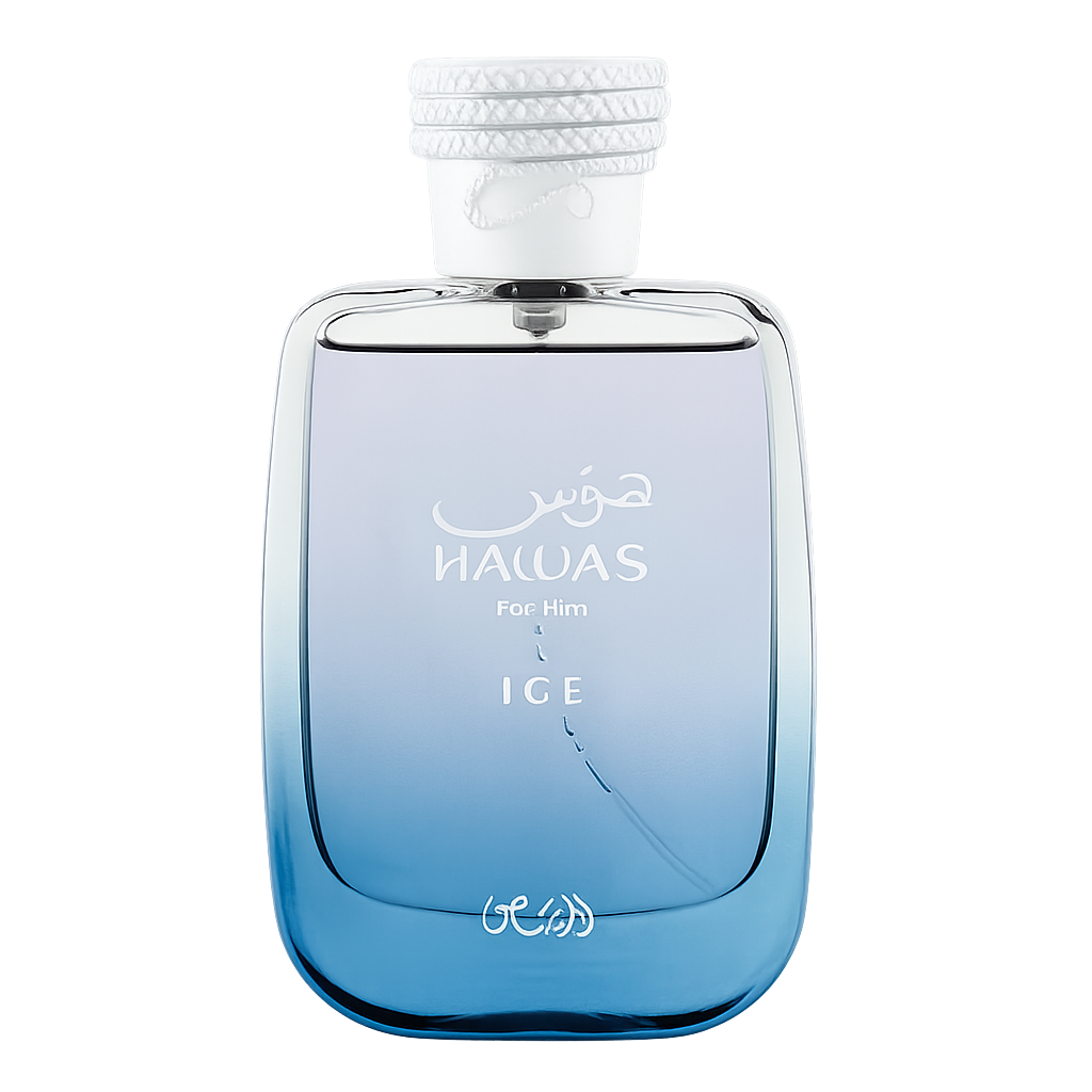white rasasi ice perfume bottle