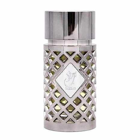 Silver lattice-patterned Jazzab Silver Eau de Parfum diffuser with a central emblem on a white background