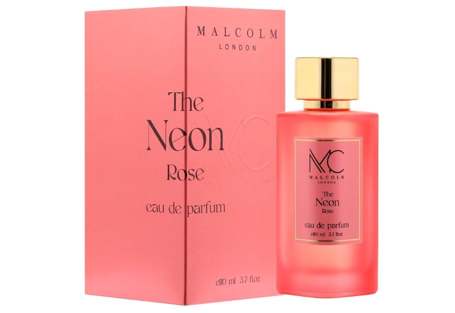 Malcolm London The Neon Rose perfume bottle and box – rose floral fragrance for women
The Neon Rose Eau de Parfum 100ml - pink women’s perfume
Malcolm London pink perfume bottle – long lasting floral scent