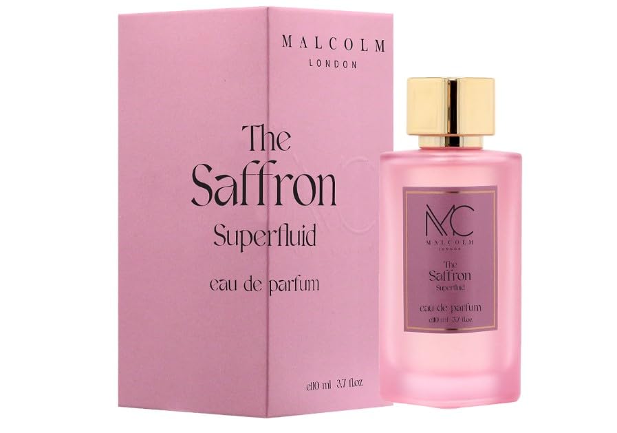 malcolm london the saffron superfluid perfume bottle and box
the saffron superfluid eau de parfum 110ml pink bottle
women’s saffron floral amber fragrance by malcolm london