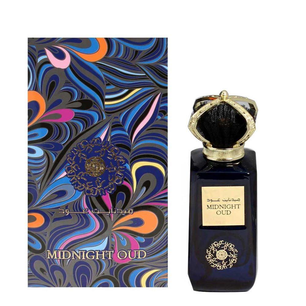 Midnight Oud 100ml Eau de Parfum bottle and packaging with intricate design