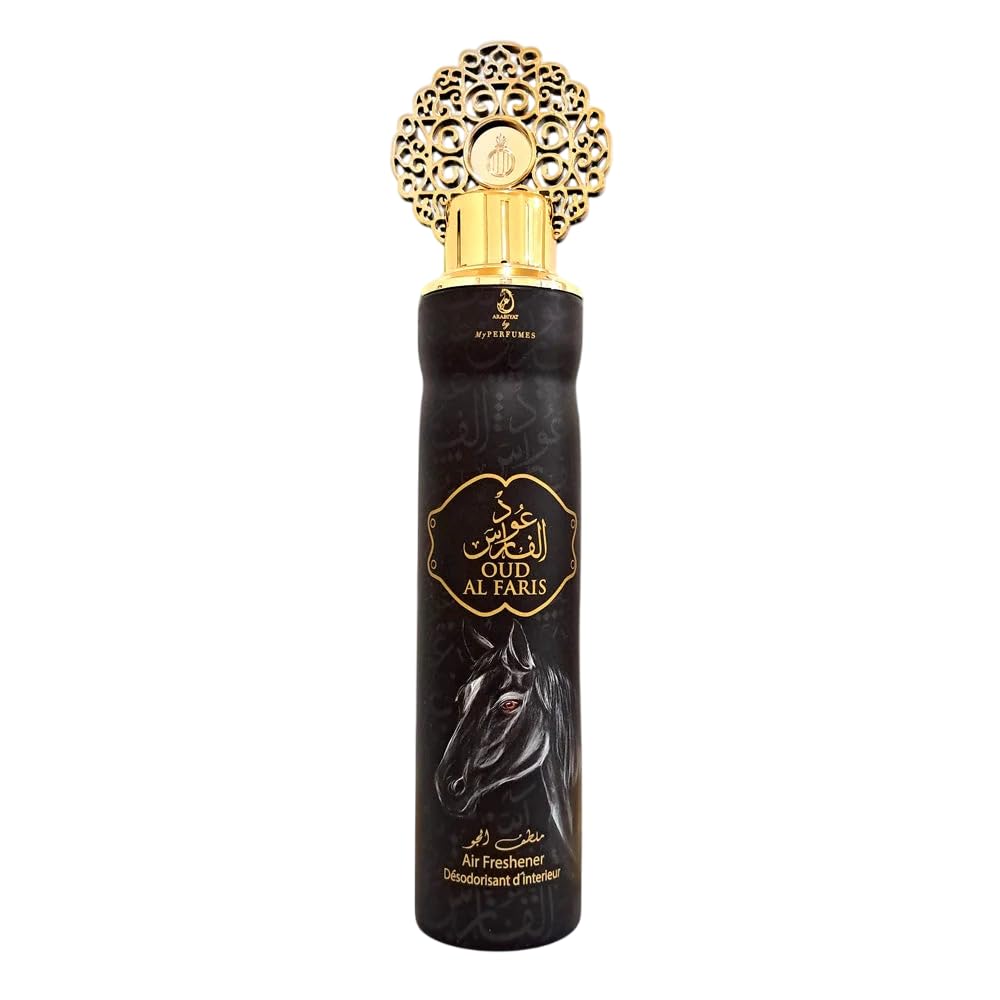 oud al faris air freshener 300ml arabic oud room spray black and gold bottle