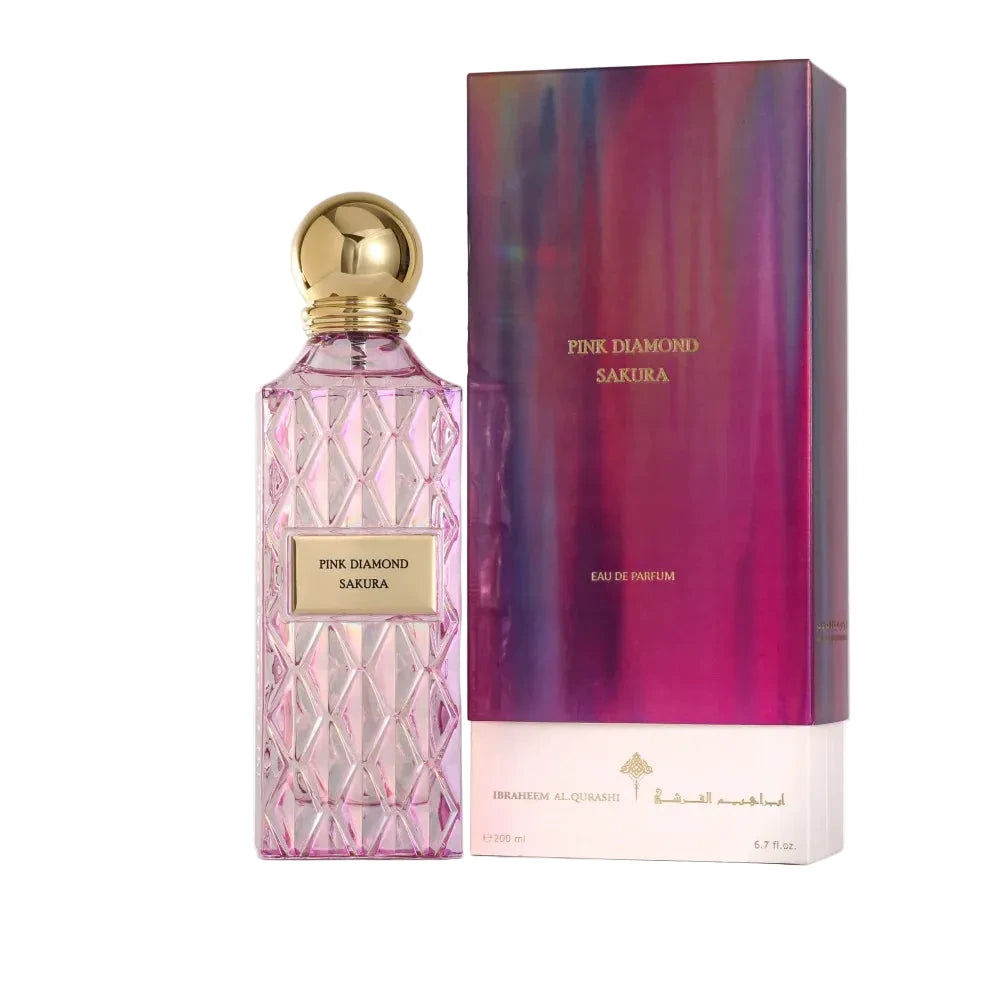 Pink Diamond Sakura perfume bottle and packaging on a white background