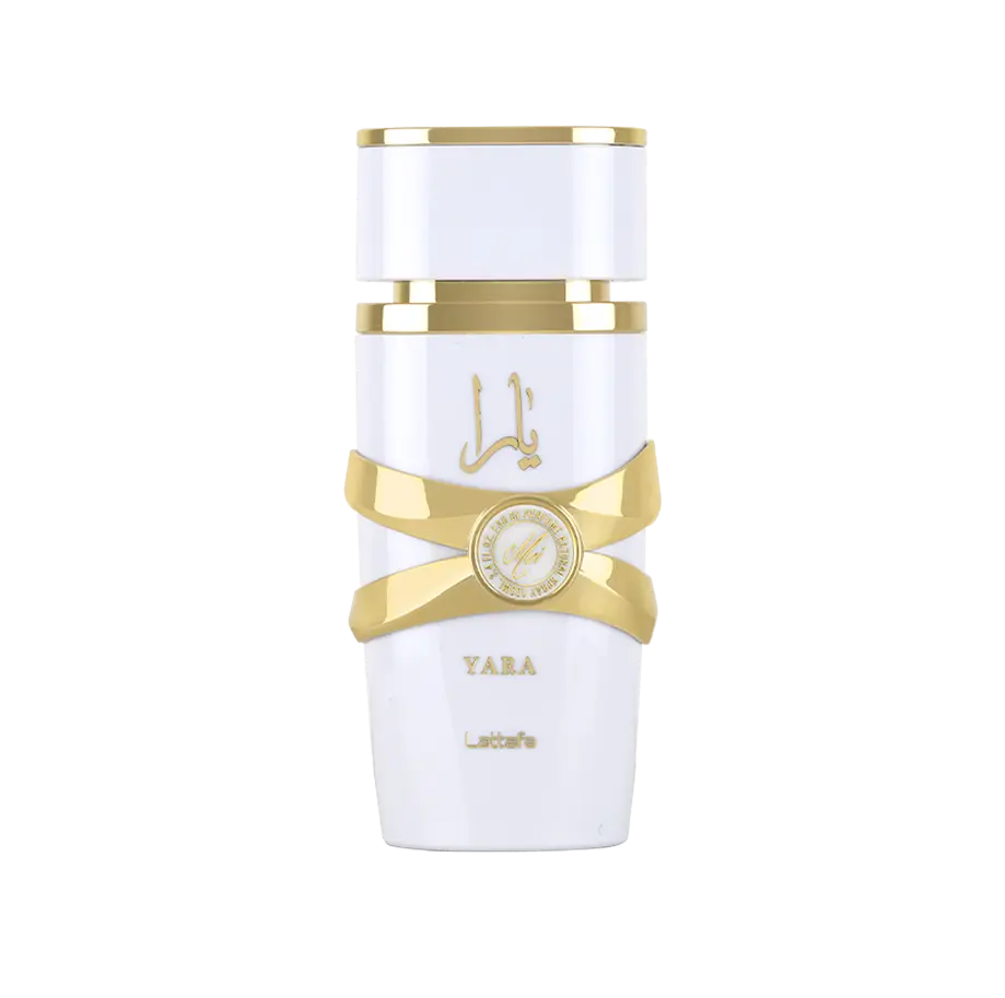 White and gold Yara Moi Eau De Parfume bottle
